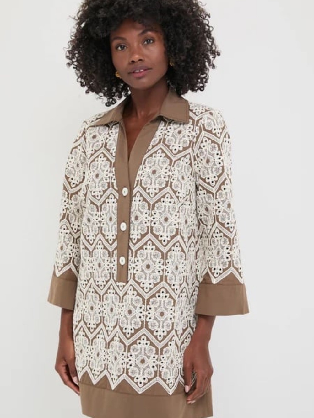Tuckernuck Collier Mocha Brown and White Dress XXS